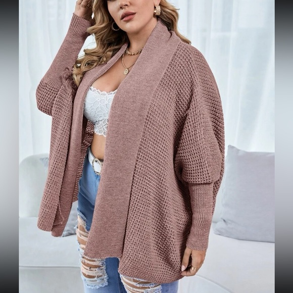 Comfy Plus Size Open Front Shawl Sweater Cardigan - Picture 4 of 5